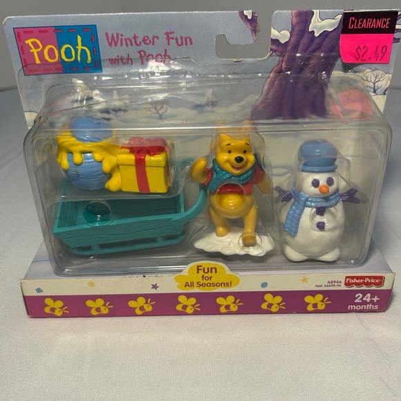 Fisher-Price Disney Pooh Winter Playset Sealed Toy 2000 All Seasons Collection - Picture 1 of 5